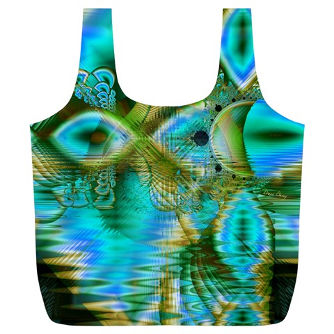 Crystal Gold Peacock, Abstract Mystical Lake Reusable Bag (XL) from ArtsNow.com Front