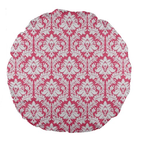 soft Pink Damask Pattern Large 18  Premium Round Cushion  from ArtsNow.com Back