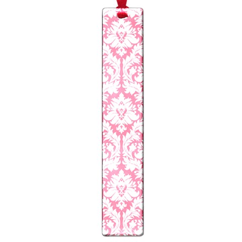 White On Soft Pink Damask Large Bookmark from ArtsNow.com Front