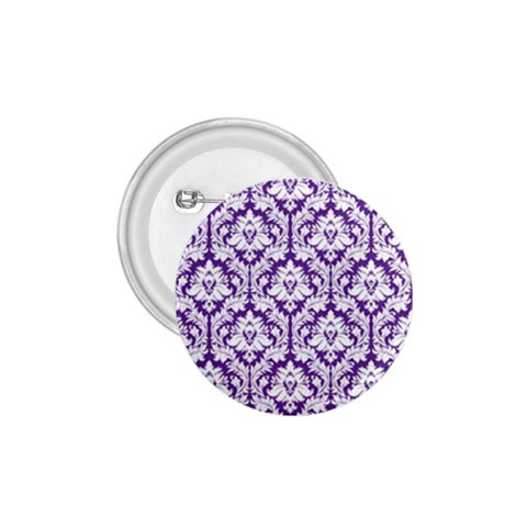 White on Purple Damask 1.75  Button from ArtsNow.com Front