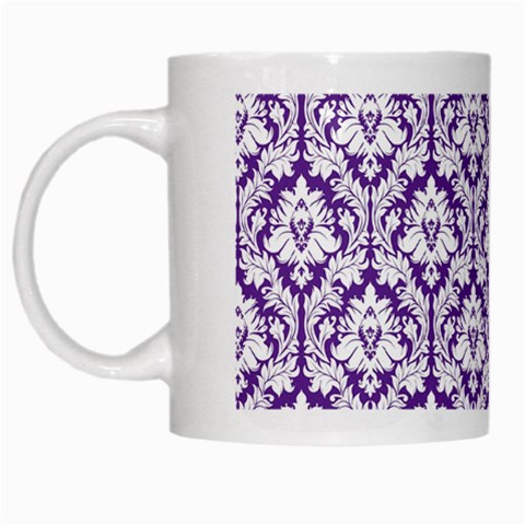 White on Purple Damask White Coffee Mug from ArtsNow.com Left