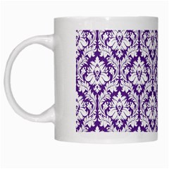 White on Purple Damask White Coffee Mug from ArtsNow.com Left