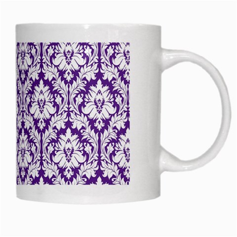 White on Purple Damask White Coffee Mug from ArtsNow.com Right