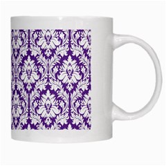 White on Purple Damask White Coffee Mug from ArtsNow.com Right