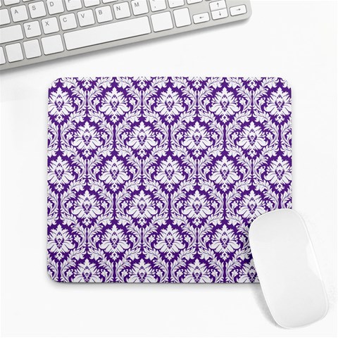 White on Purple Damask Large Mouse Pad (Rectangle) from ArtsNow.com Front