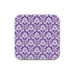 White on Purple Damask Drink Coasters 4 Pack (Square)