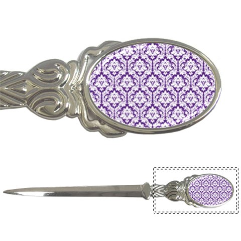 White on Purple Damask Letter Opener from ArtsNow.com Front