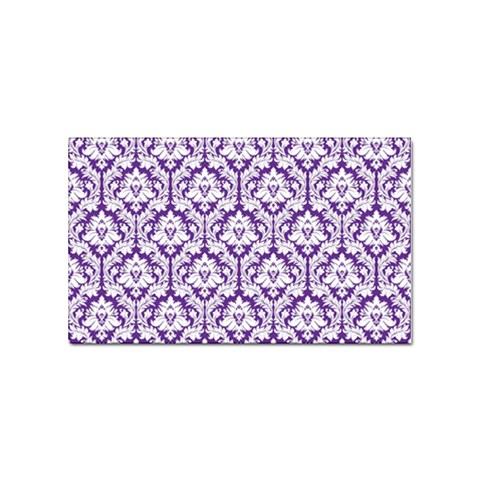 White on Purple Damask Sticker (Rectangle) from ArtsNow.com Front