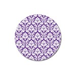 White on Purple Damask Magnet 3  (Round)