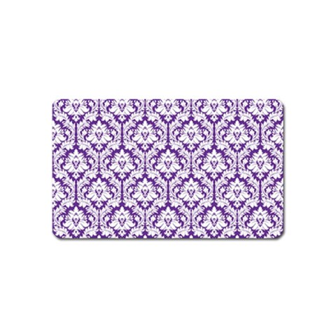 White on Purple Damask Magnet (Name Card) from ArtsNow.com Front