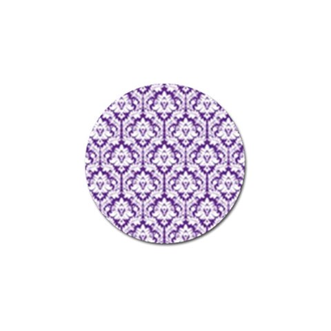 White on Purple Damask Golf Ball Marker from ArtsNow.com Front