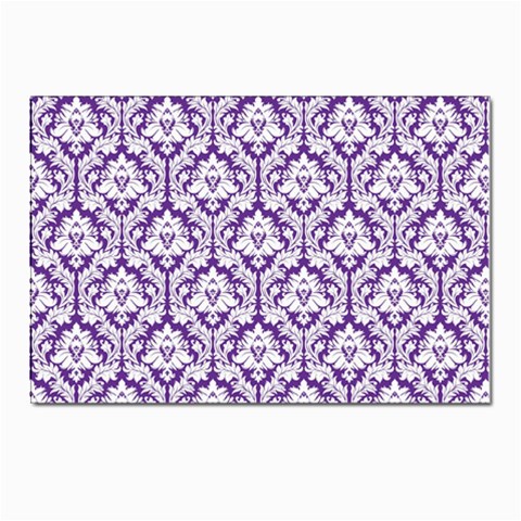 White on Purple Damask Postcard 4 x 6  (10 Pack) from ArtsNow.com Front