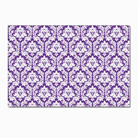 White on Purple Damask Postcards 5  x 7  (10 Pack) from ArtsNow.com Front