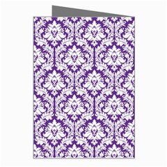 White on Purple Damask Greeting Card from ArtsNow.com Right