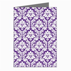 White on Purple Damask Greeting Card (8 Pack) from ArtsNow.com Left