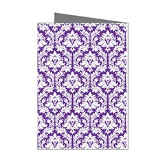 White on Purple Damask Mini Greeting Card (8 Pack) from ArtsNow.com Left