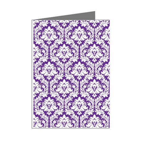 White on Purple Damask Mini Greeting Card (8 Pack) from ArtsNow.com Right