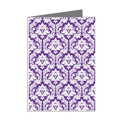 White on Purple Damask Mini Greeting Card (8 Pack) from ArtsNow.com Right