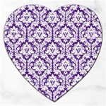 White on Purple Damask Jigsaw Puzzle (Heart)