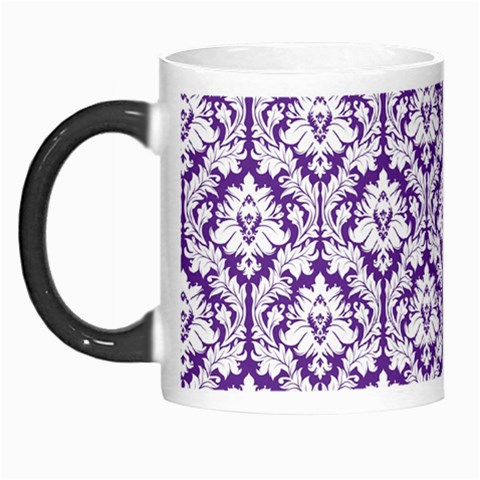 White on Purple Damask Morph Mug from ArtsNow.com Left