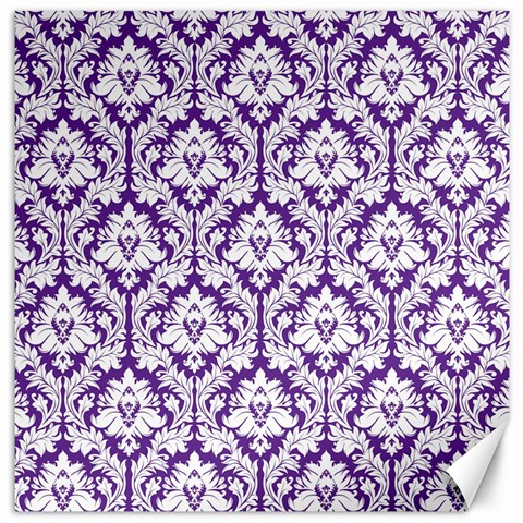 White on Purple Damask Canvas 16  x 16  (Unframed) from ArtsNow.com 15.2 x15.41  Canvas - 1