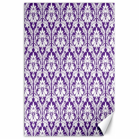 White on Purple Damask Canvas 20  x 30  (Unframed) from ArtsNow.com 19.62 x28.9  Canvas - 1