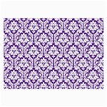 White on Purple Damask Glasses Cloth (Large, Two Sided)