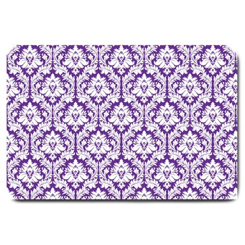 White on Purple Damask Large Door Mat from ArtsNow.com 30 x20  Door Mat