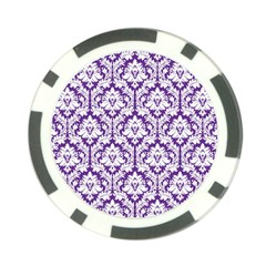 White on Purple Damask Poker Chip from ArtsNow.com Back