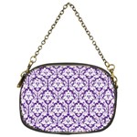 White on Purple Damask Chain Purse (One Side)