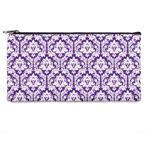 Royal Purple Damask Pattern Pencil Case from ArtsNow.com Front