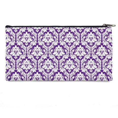 Royal Purple Damask Pattern Pencil Case from ArtsNow.com Back