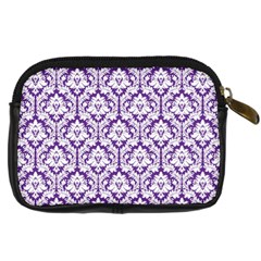 White on Purple Damask Digital Camera Leather Case from ArtsNow.com Back