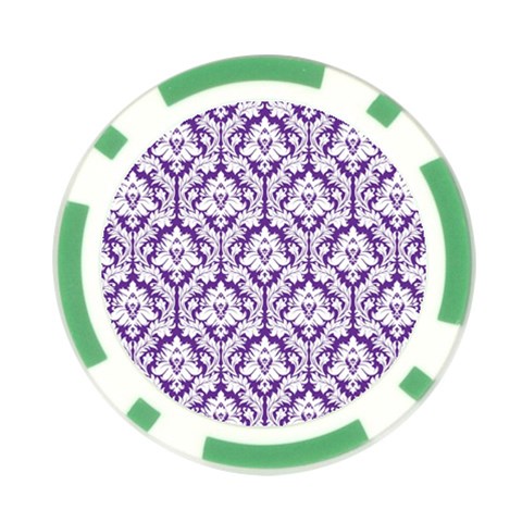 White on Purple Damask Poker Chip (10 Pack) from ArtsNow.com Front