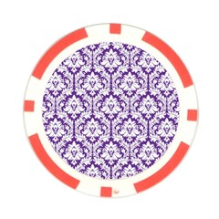 White on Purple Damask Poker Chip (10 Pack) from ArtsNow.com Front