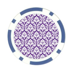 White on Purple Damask Poker Chip (10 Pack) from ArtsNow.com Front