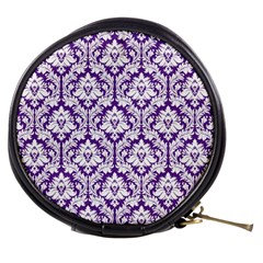 Royal Purple Damask Pattern Mini Makeup Bag from ArtsNow.com Front