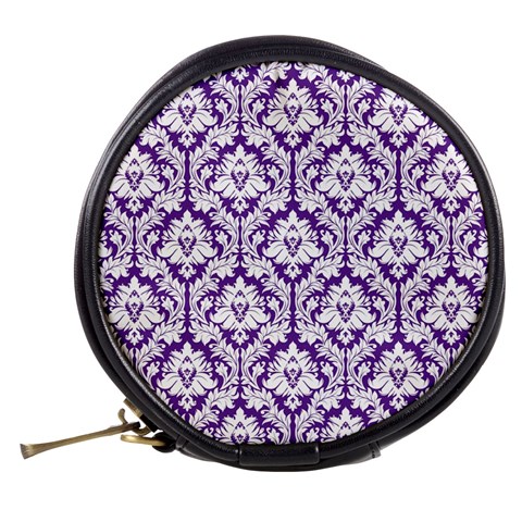 Royal Purple Damask Pattern Mini Makeup Bag from ArtsNow.com Back