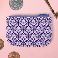 Royal Purple Damask Pattern Mini Coin Purse from ArtsNow.com Back