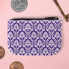 Royal Purple Damask Pattern Mini Coin Purse from ArtsNow.com Back