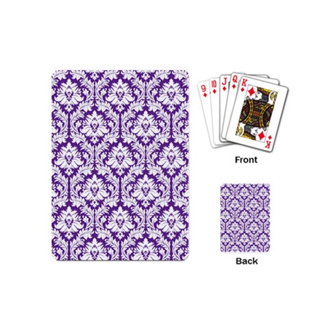 White on Purple Damask Playing Cards (Mini) from ArtsNow.com Back