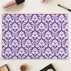 Royal Purple Damask Pattern Cosmetic Bag (XXL) from ArtsNow.com Front