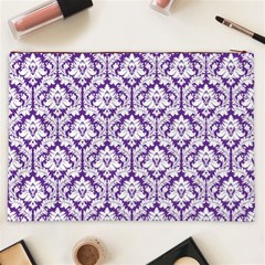 Royal Purple Damask Pattern Cosmetic Bag (XXL) from ArtsNow.com Back