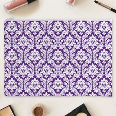 Royal Purple Damask Pattern Cosmetic Bag (XXXL) from ArtsNow.com Front