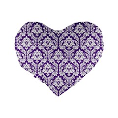 Royal Purple Damask Pattern Standard 16  Premium Heart Shape Cushion  from ArtsNow.com Back