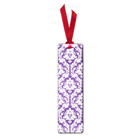 White on Purple Damask Small Bookmark from ArtsNow.com Front