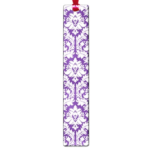 White on Purple Damask Large Bookmark from ArtsNow.com Front