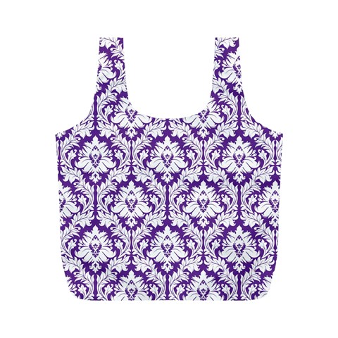 Royal Purple Damask Pattern Full Print Recycle Bag (M) from ArtsNow.com Front