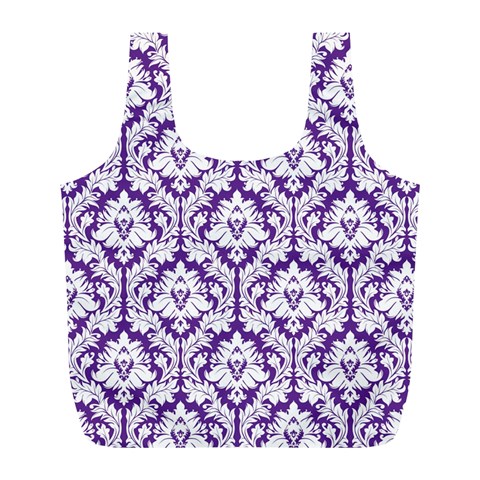 Royal Purple Damask Pattern Full Print Recycle Bag (L) from ArtsNow.com Front