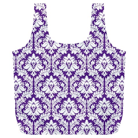 Royal Purple Damask Pattern Full Print Recycle Bag (XL) from ArtsNow.com Front